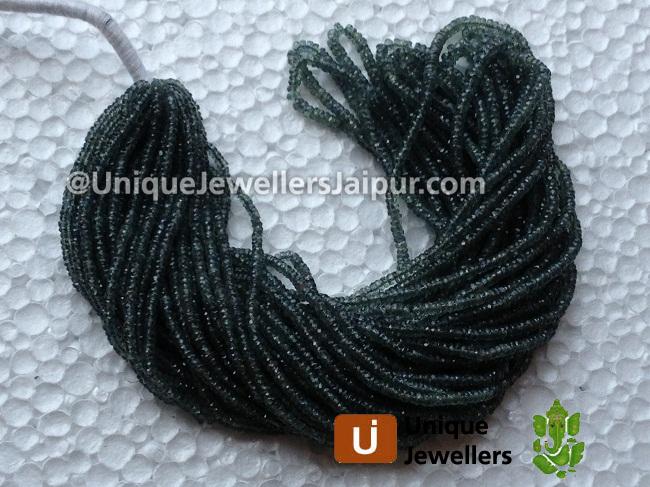 Green Songea Sapphire Faceted Roundelle Beads